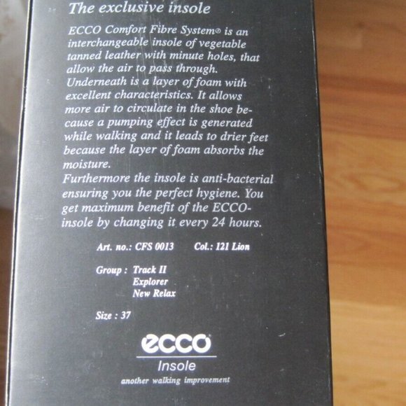 ECCO NEW IN BOX Comfort Fiber System Leather Insole size 37 - Picture 5 of 6